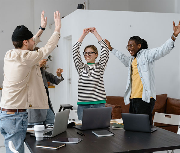 Group of people cheering